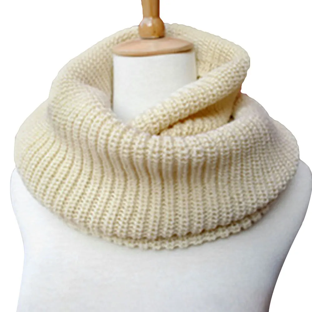 Beige Useful Collar Gift Keep Warm 6 Color Knitted Ladies Neck Warmer Ski Circle Ring Scarf Knit Scarf Womens Scarves Fashion - Color: Beige