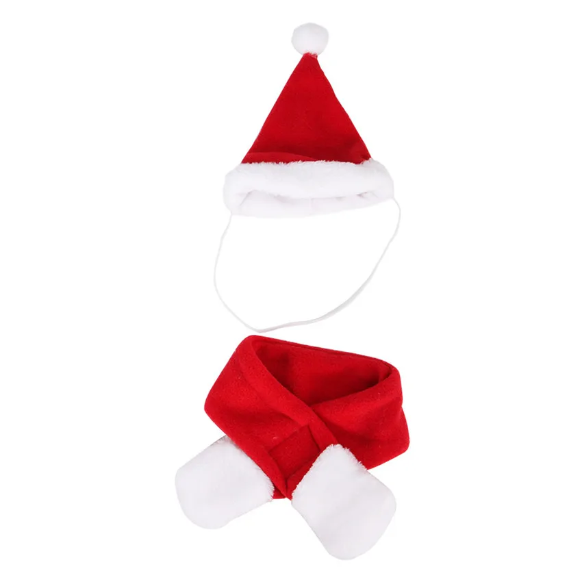 Pet Dogs Caps With Scarf Set Cat Dog Christmas Costume Headwear Cap Hat Christmas Party Pets Accessories (2)