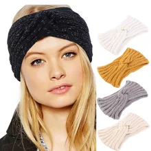 

Winter Warm Ear Knitted Headband Turban For Women Crochet Bow Wide Stretch Solid Hairband Head Wrap Girls Hairband Accessories
