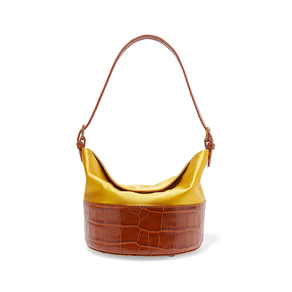 

handbags European and American fashion style designer patchwork crocodile pattern handbag single-shoulder small bucket women bag