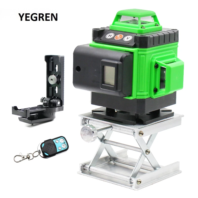 Green Laser Self-Leveling Level Meter 12 Lines or 16 Lines Laser Level Horizontal Vertical Measurement with Lifting Platform