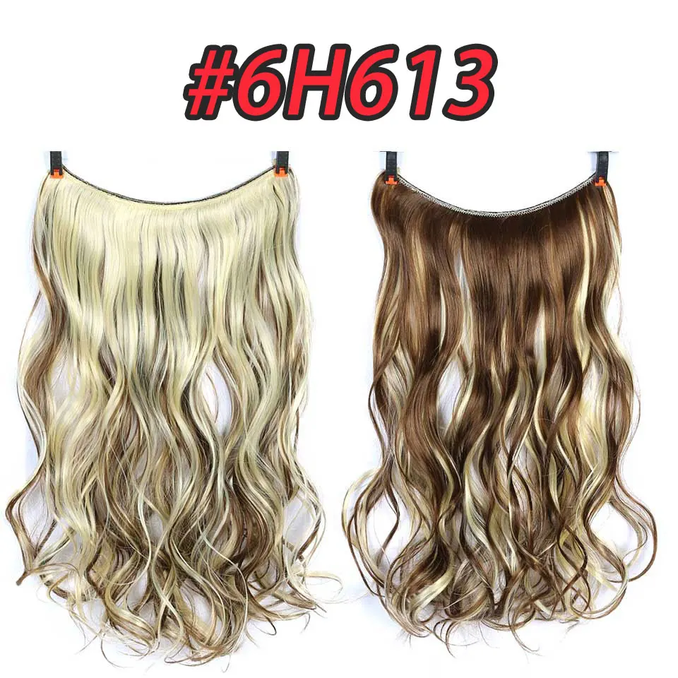 Pageup цельные длинные светлые волосы для наращивания, невидимые синтетические волосы для женщин, рыбная линия, невидимые волосы для наращивания - Цвет: 6H613