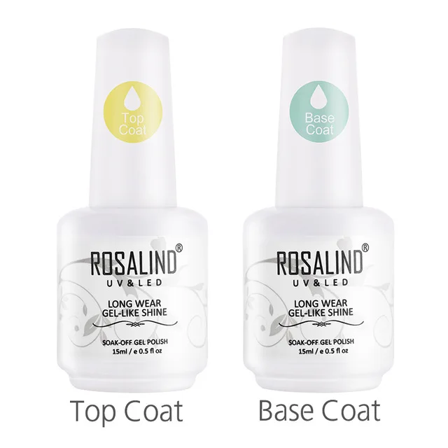 BASE TOP COAT ROSALIND 6 шт./комплект Гель-лак для ногтей набор Гибридный лак УФ-гель, акриловый Гель-лак все для маникюра основа и верхнее покрытие для дизайна ногтей - Цвет: BASE TOP COAT