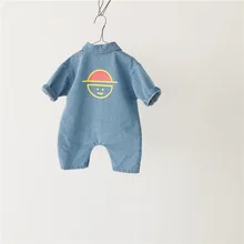 Ins/осенние комбинезоны в Корейском стиле для маленьких девочек; милая детская одежда с рисунком