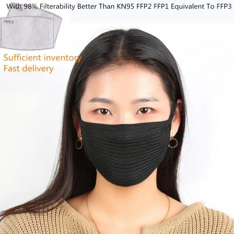 

With 98% Filterability PM2.5 Filter anti face mask black mask Filter Better Than KN95 FFP2 Equivalent To FFP3 mask respirator