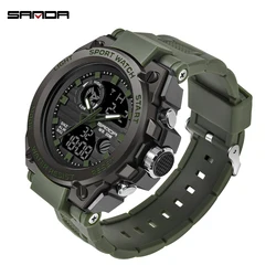 Men's Waterproof Military Sport Watch - LED Digital Quartz Fashion Timepiece (739 Army Green)
