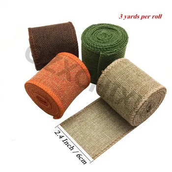 

4 colors Burlap Wired Ribbon Rolls，for Christmas Crafts Decoration Wedding Jute Burlap DIY home Decoration 7YJ295