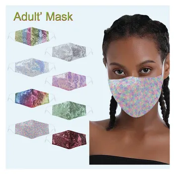 

Mascarilla Sequins Mask For Face Women Mouth Mask Anti-fog Washable Reusable Face Mask Fashion Mouth Caps Washable