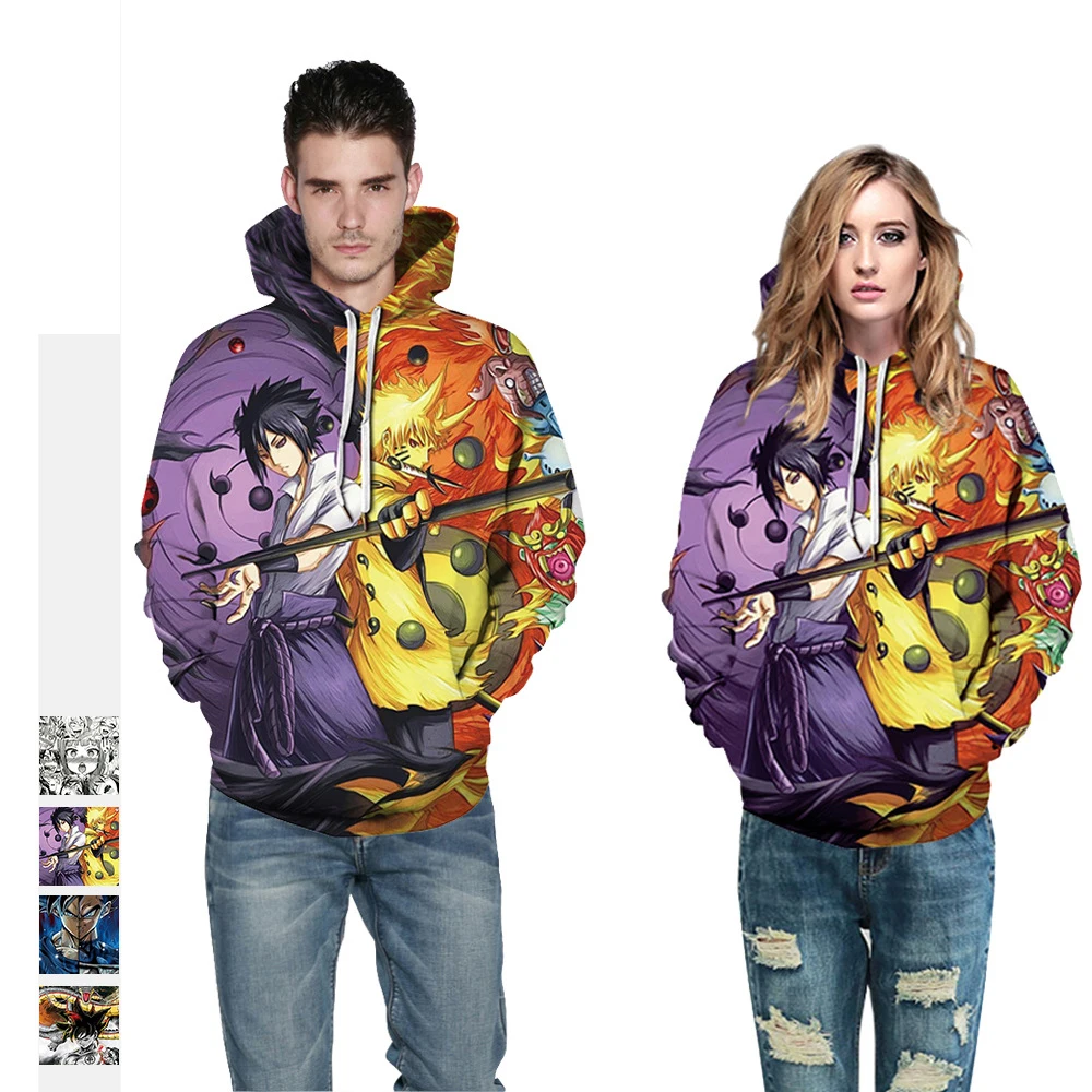 Women Autumn Sweatshirts Casual Long Sleeve Hoodie Coats Female Lover Couple Sasuke Cartoon Printed Pullover Hoodies Outwear
