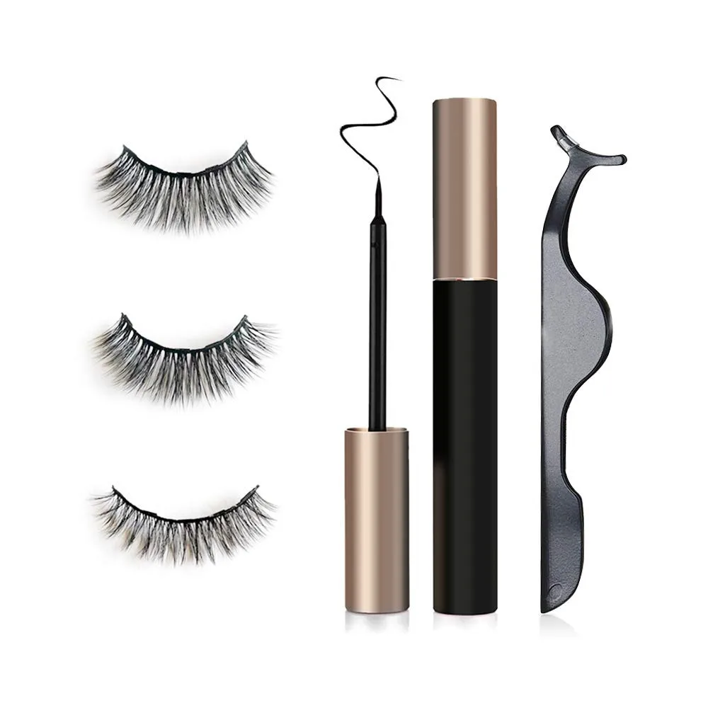 

Eyelashes Set Magnetic Liquid Eyeliner & Magnetic False Eyelashes & Tweezer Natural Waterproof Long Lasting Eyelash
