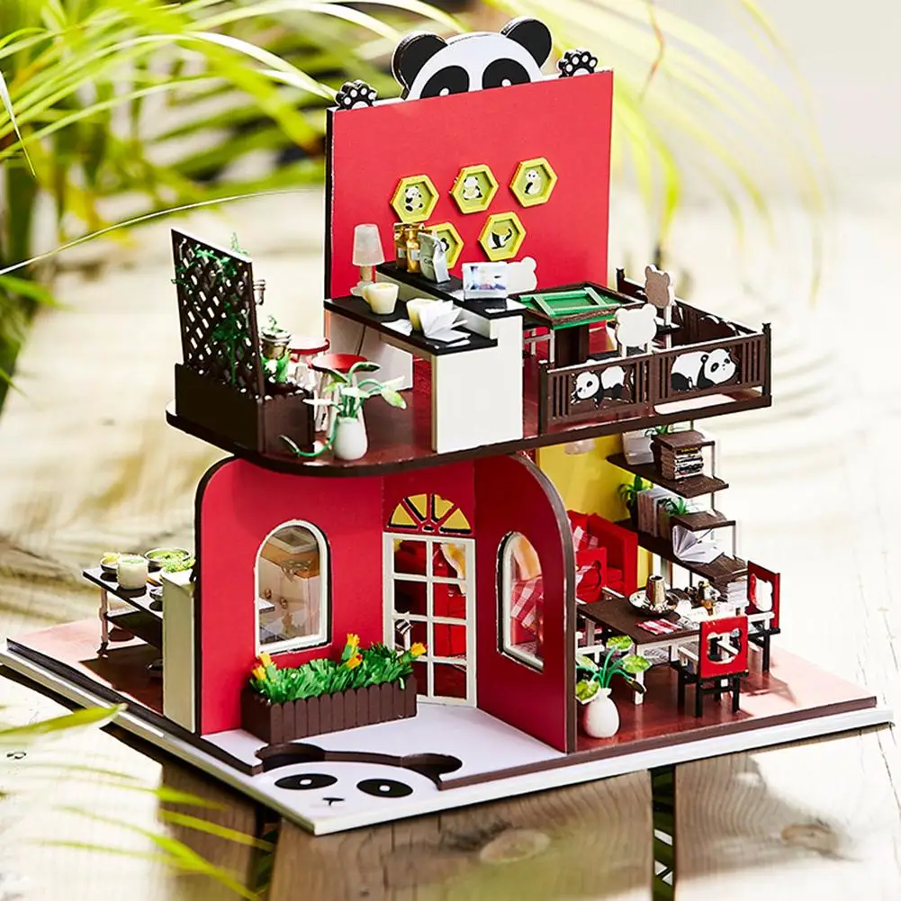 

3D Assembled Loft DIY Dollhouse Kit Handmade House with Music Movement Mini Cabin for Christmas Birthday Valentine's Day Gift
