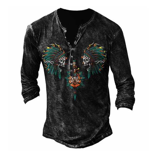 Bababuy High Quality Imitation Cotton T Shirts Men Long Sleeve Punk Style Tops Oversized V Collar 66 3D Printed T Shirts CT12