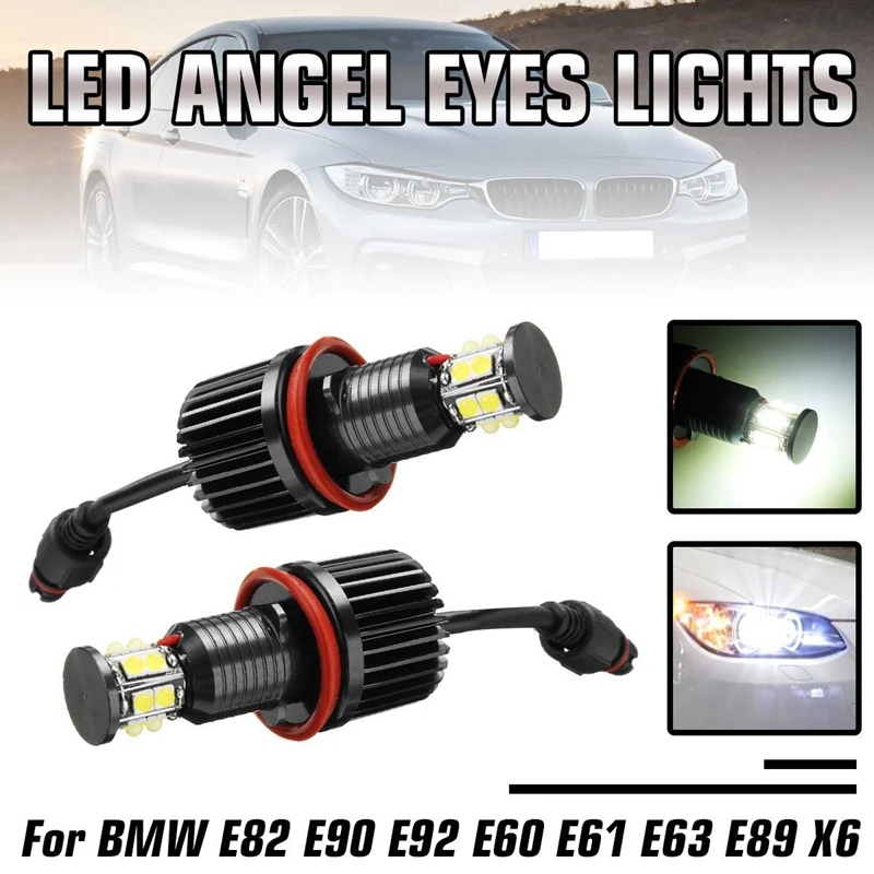 자동차 천사 눈 마커 헤드 라이트 전구 램프, 120W 12LED, BMW E82 E90 E92 E60 E61 E63 E89 X6 H8 용, 2 개 