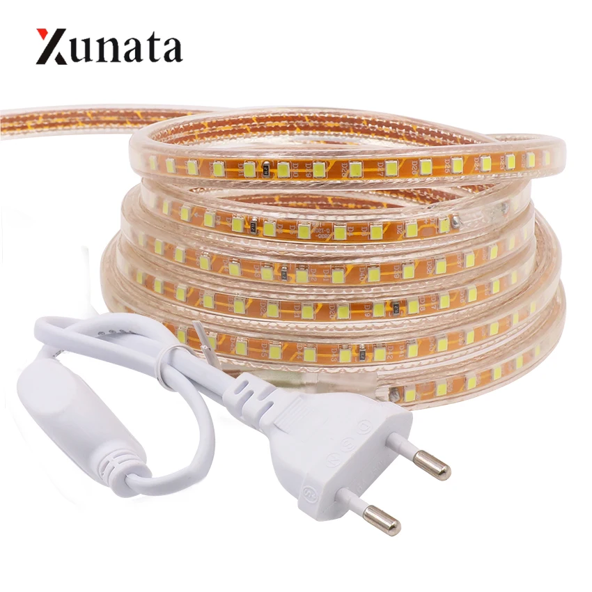 AC220V SMD2835 светодиодный ленточный светильник 120 s/M гибкий водонепроницаемый шнур