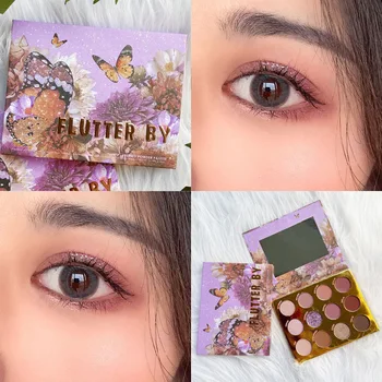 

GUICAMI 12 colors nude eyeshadow palette butterfly flower spring style long lasting waterproof matte glitter eyeshadow AC193