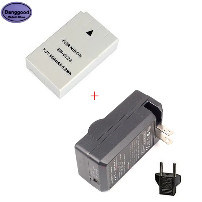 7.2v 850mah Enel24 Enel24 Camera Battery + Ac Charger For Nikon 1 J5 1j5 Dl1850 Dl2485