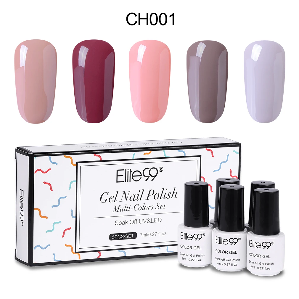 7ML-5PCS-NUCH001 Elite99 10 мл УФ-гель для ногтей с подарочной коробкой впитывающий УФ-гель лак Цветной Гель-лак для ногтей DIY лак для ногтей Рождественский подарок - Цвет: 7ML-5PCS-NUCH001
