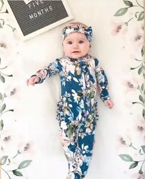 

Newborn Infant Baby Girl Floral Dot Clothes Jumpsuit Milk Silk Outfits