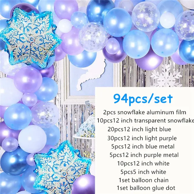 Kit arche de ballons organiques modèle reine des neiges Elsa