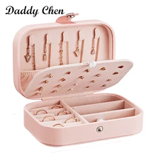 Женская Популярная кожаная коробка для хранения ювелирных изделий, коробка для хранения колец, чехол для дисплея, портативный органайзер для ювелирных изделий, ожерелья, Joyeros Organizador De Joyas