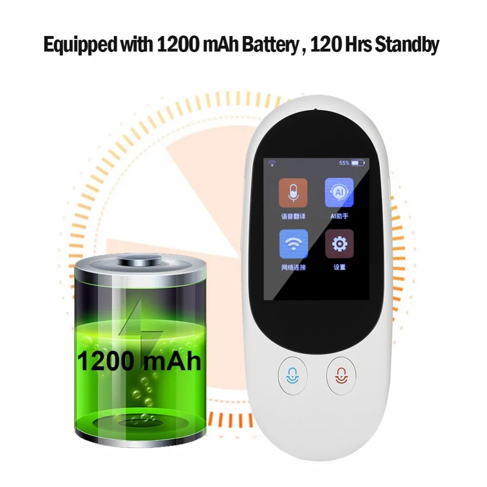 Portable Languages Intelligent Translator Offline Smart Instant Voice Interprets Bluetooth
