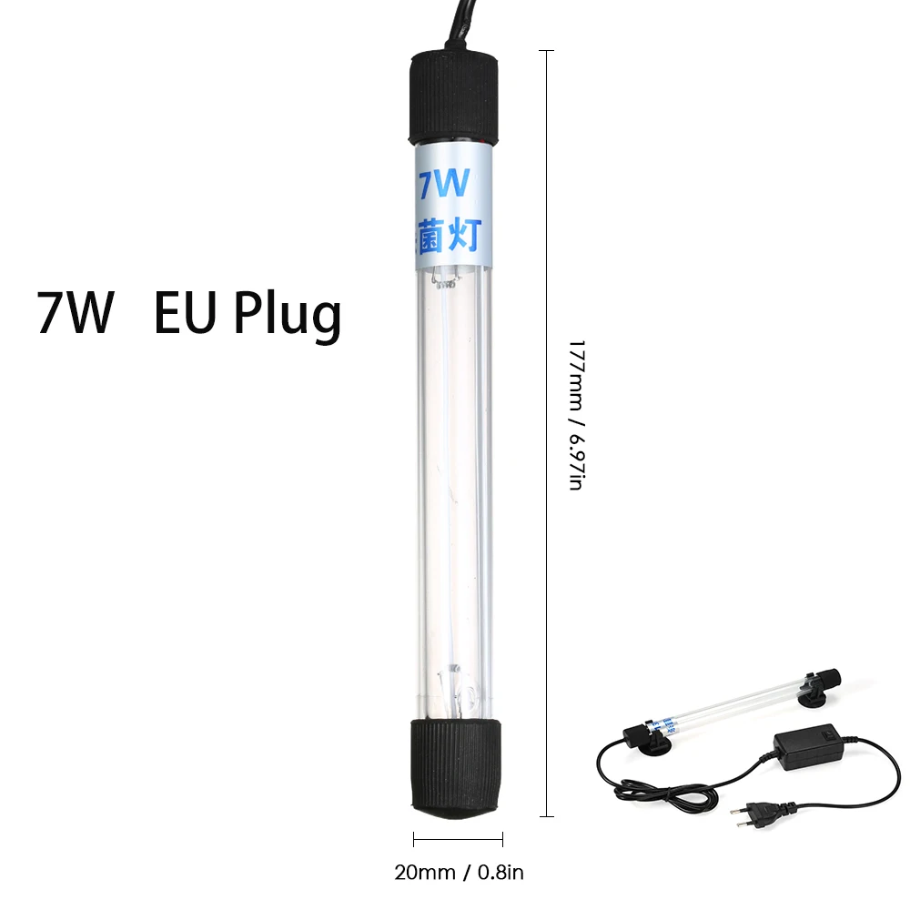 7W EU Plug Аквариумный светильник светодиодный водонепроницаемый светильник для аквариума Подводные водонепроницаемые лампы для растений УФ-лампа погружной стерилизатор дезинфекция - Цвет: 7W EU Plug