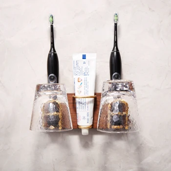 

Walnut toothbrush holder, toothpaste holder, wooden toothbrush holder, wall-mounted bracket bathroom tools, no need to punch, sh