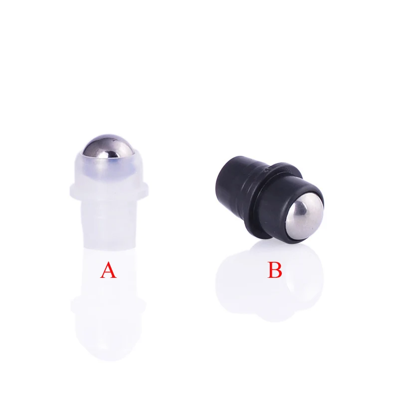 

Wholesale 100Pcs/Lot black/ Transparent Stainless Steel Ball Glass Bead Essential Oil Bottle Plastic Cap Ball Cap