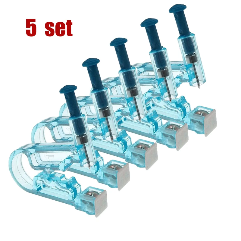 Ear Piercing Gun Kit Asepsis Disposable Healthy Safety Earring Piercer Tool Machine Kit Studs Nose Lip Body Jewelry 5/1pcs/Set