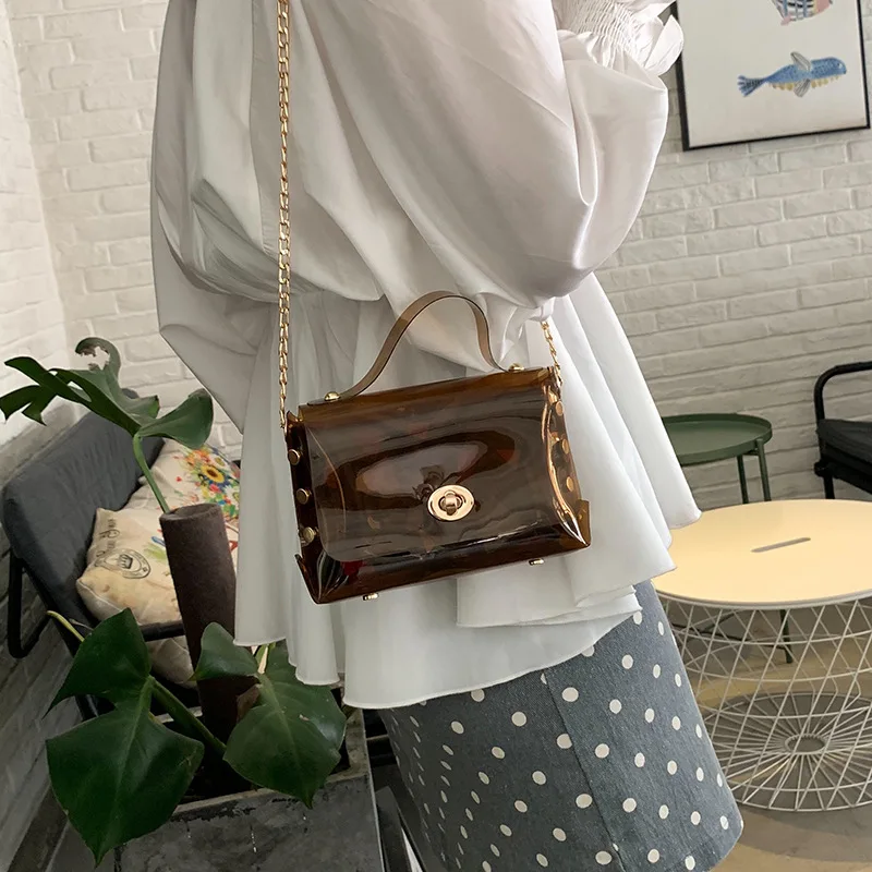 

Transparent Two-Piece Set WOMEN'S Bag Shoulder Bag Trend Chain Gel Bag Shoulder Bag