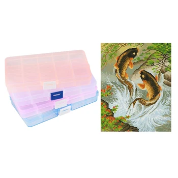 

2 Set Accessories: 1 Set Animal 5D Diamond Embroidery Painting Cross Stitch Craft (Pisces Swimming) & 1 Set 4 Packs (4 Colors) P