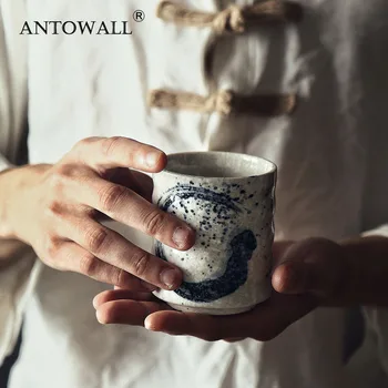 

ANTOWALL Japanese TeaCup Ceramic Hand-painted Korean Kungfu Teacup Water Cup Simple Coffee Cup Wholesales