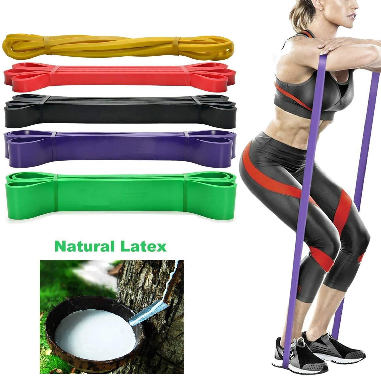 5x Yoga Resistant Bands Natural Latex Gym Fitness Stretch Loop Exercise Training 