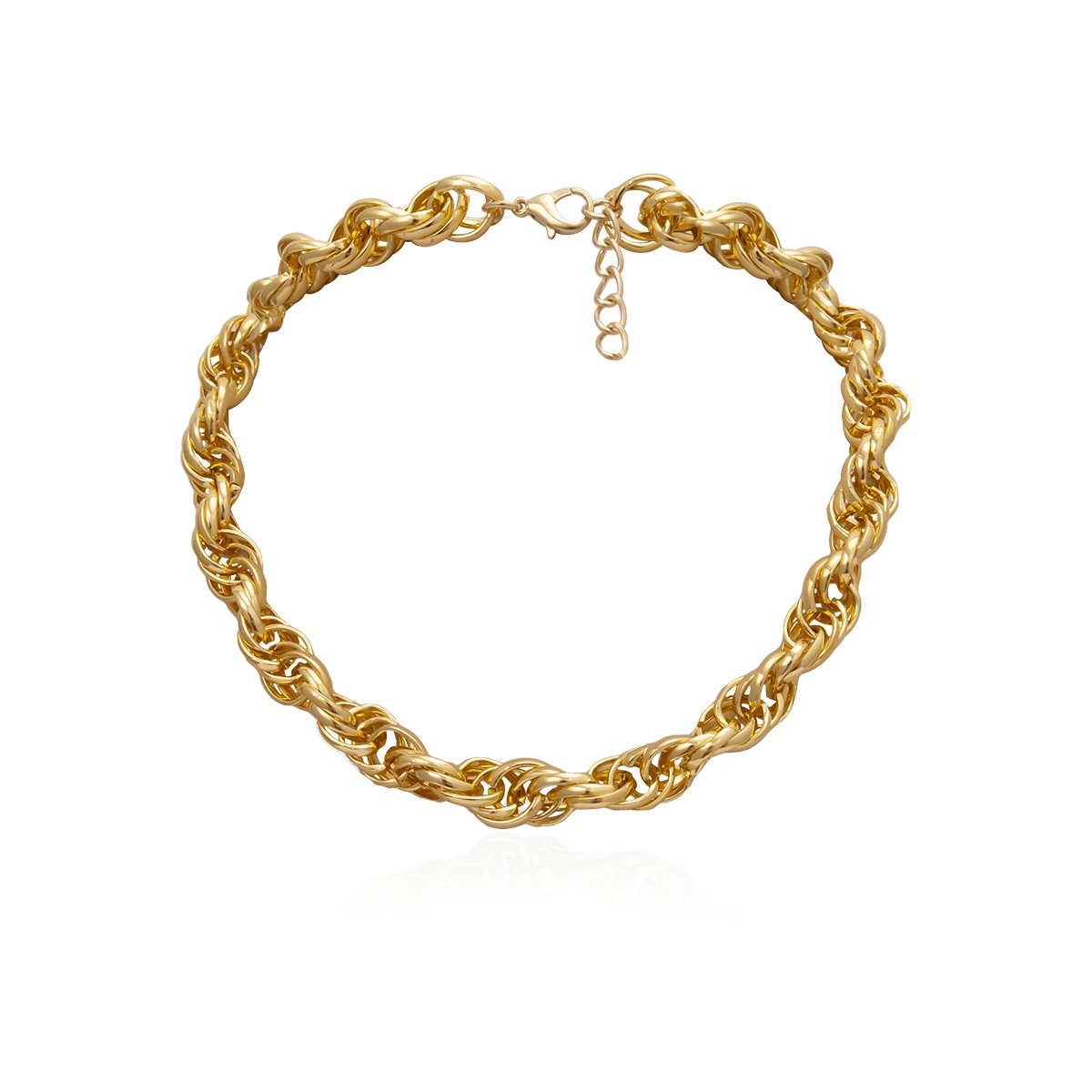 PuRui Punk Golden Twisted Chain Necklace Short Statement Personalized Choker Collar Fashion Necklace for Women Hip Hop Jewelry