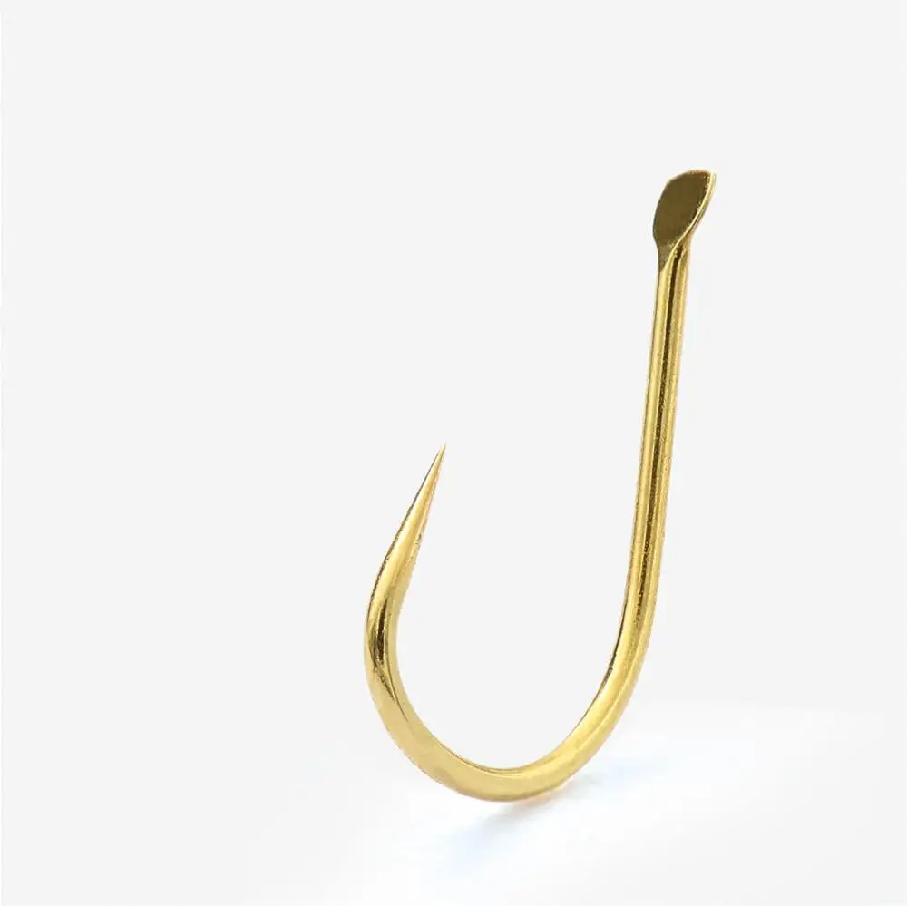 

WAJAT 100pcs\LOT Without barb flat hook handle sea star hook gold 1-12# high carbon steel barb free sharp fishing hook