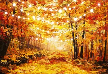 

Vinyl Autumn Scenic Photography Backdrops Printed Maple Trees Forest Kids Children Photo Studio Backgrounds
