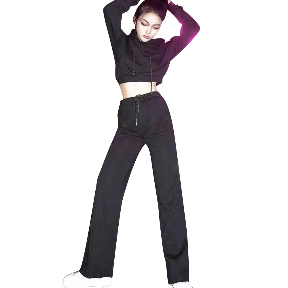 

New 2pcs Womens Sweatsuit Autumn and Winter New Hooded Sweater Women's High Waist Loose Wide Leg Pants Sports and Leisure Suit