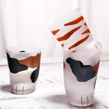 

Cat Paws Cups Creative Cute Glass Cats Paws Mug Office Coffee Mug Tumbler Breakfast Milk Porcelain Cup With Cat Spoon 5