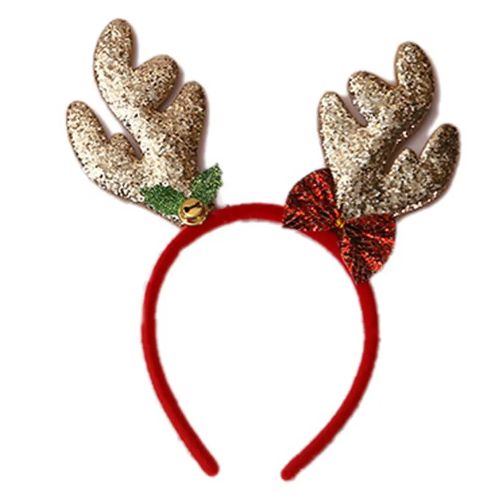 Рождественские украшения рога с пряжкой на голову, рассыпчатая пудра, длинные рога, детский праздничный показ, Рождественская повязка на голову - Цвет: B