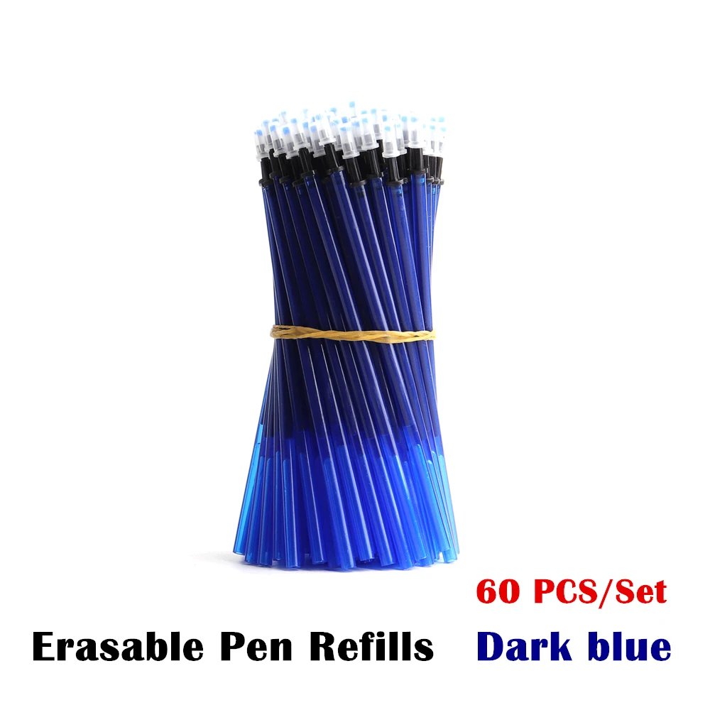 Pen Refill Erasable Pen Refills Gel Pen Refills Writing 0.5mm Erasable Pen Refills Rod Blue Ink Washable Handle For School Stationery Office Gel Refill 60Pcs/Set