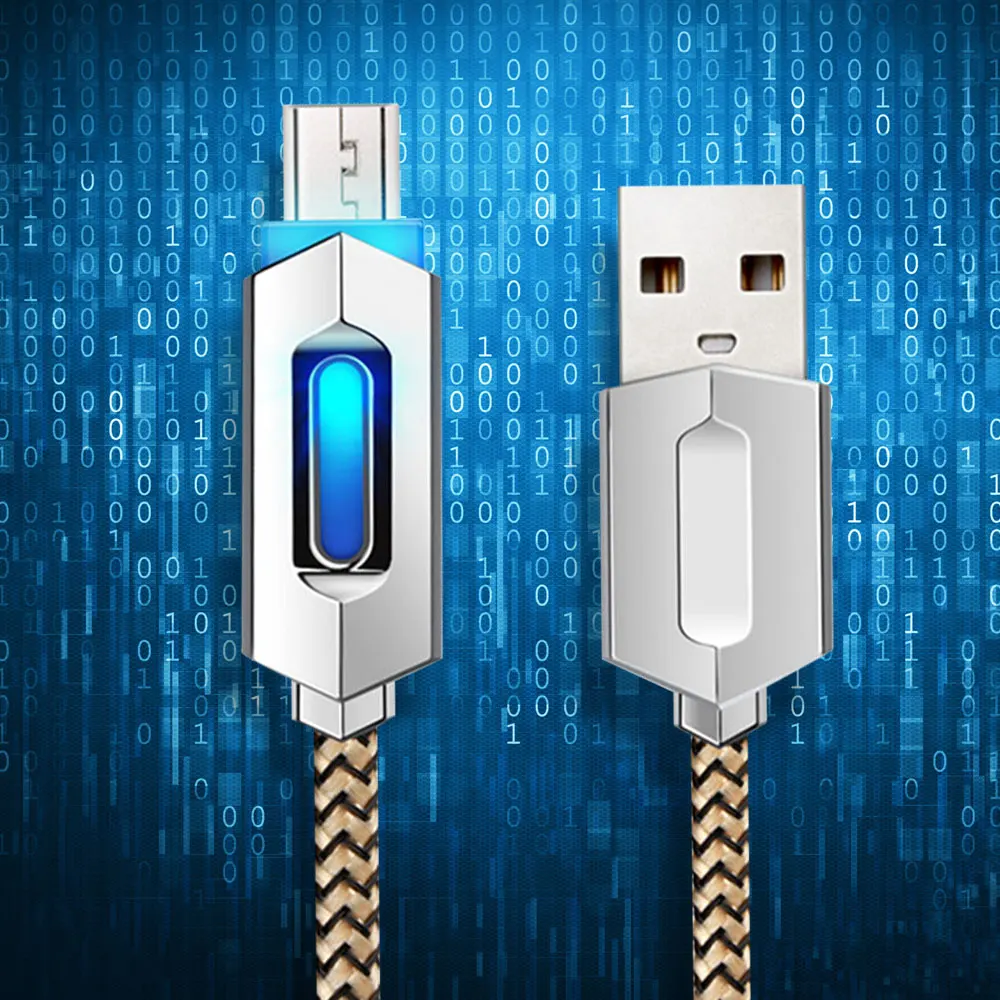 

KISSDCASE 2.4 A LED Micro US Cable 1M Fast Charging Nylon Micro USB Data Phone Charger for Android Chargeing Cables for Samsung