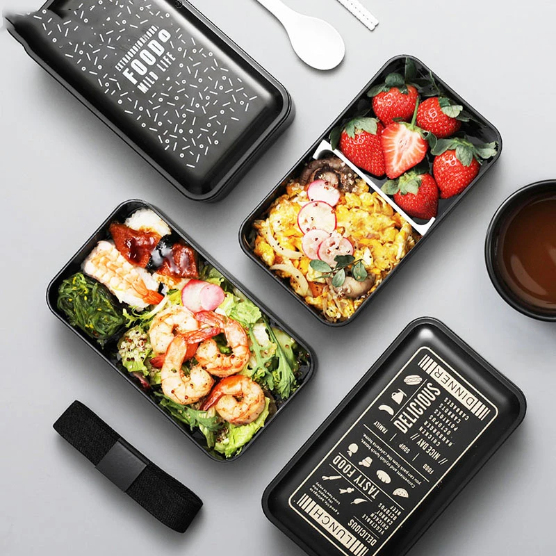 

1200ML Japanese Lunch box Microwavable Food container double layer Portable Bento box with compartments Leakproof BPA free