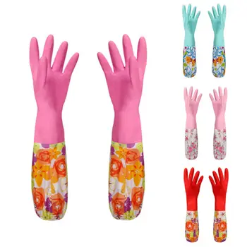 

2020 HOT Rubber Latex Dish Washing Cleaning Thick Warm Long Gloves Household Kitchen Tool Winter Fleece Liner Household Gloves