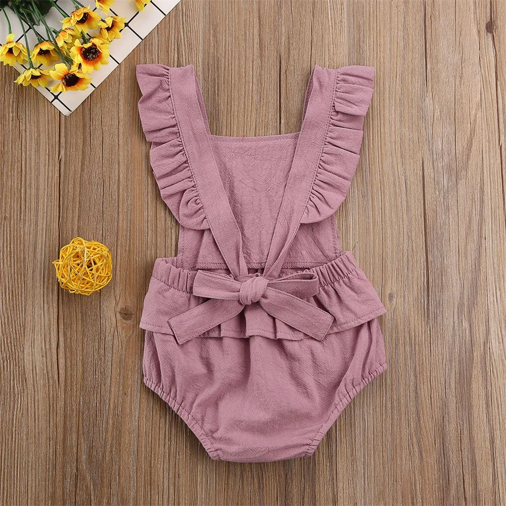 Emmaaby/модный боди пляжный костюм без рукавов с оборками для новорожденных мальчиков и девочек летний комплект одежды