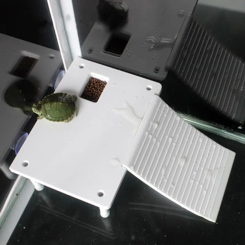 Resting Frogs Turtle Terrace Basking Platform Reptile-Ramp-Ladder Plastic with 2PCS Suction-Cups