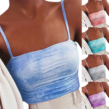 

Tie Dye Print Tanks Top Camis New Sexy Women Sleeveless Bodycon Tank Vest Crop Tops Club Summer Bustiers Corsets Streetwear