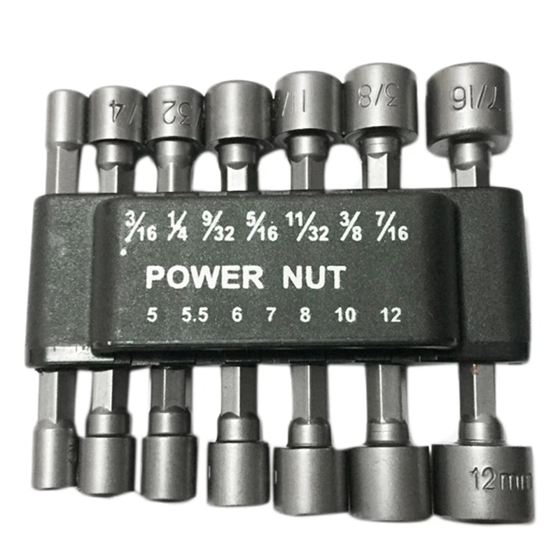 14 PCS Power Nut Driver Bit Set WITHOUT MAGNETIC Metric Socket Wrench Screw 1/4 Inch Hex | Инструменты