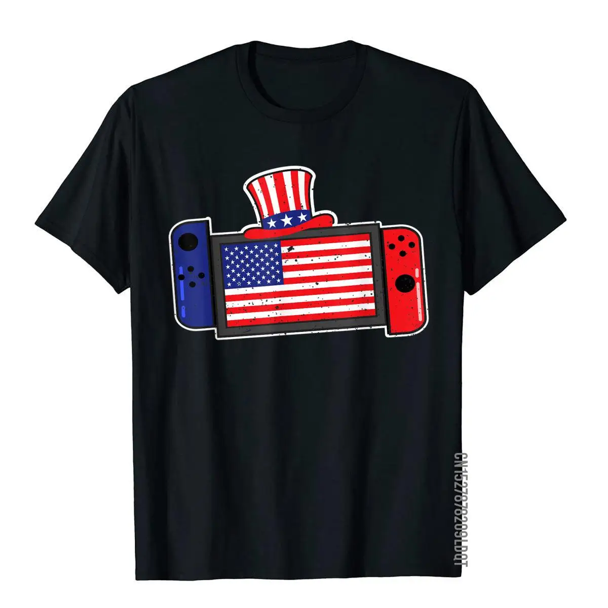 Funny Video Game 4th of July Gamer Kids American Flag T-Shirt__B9122black