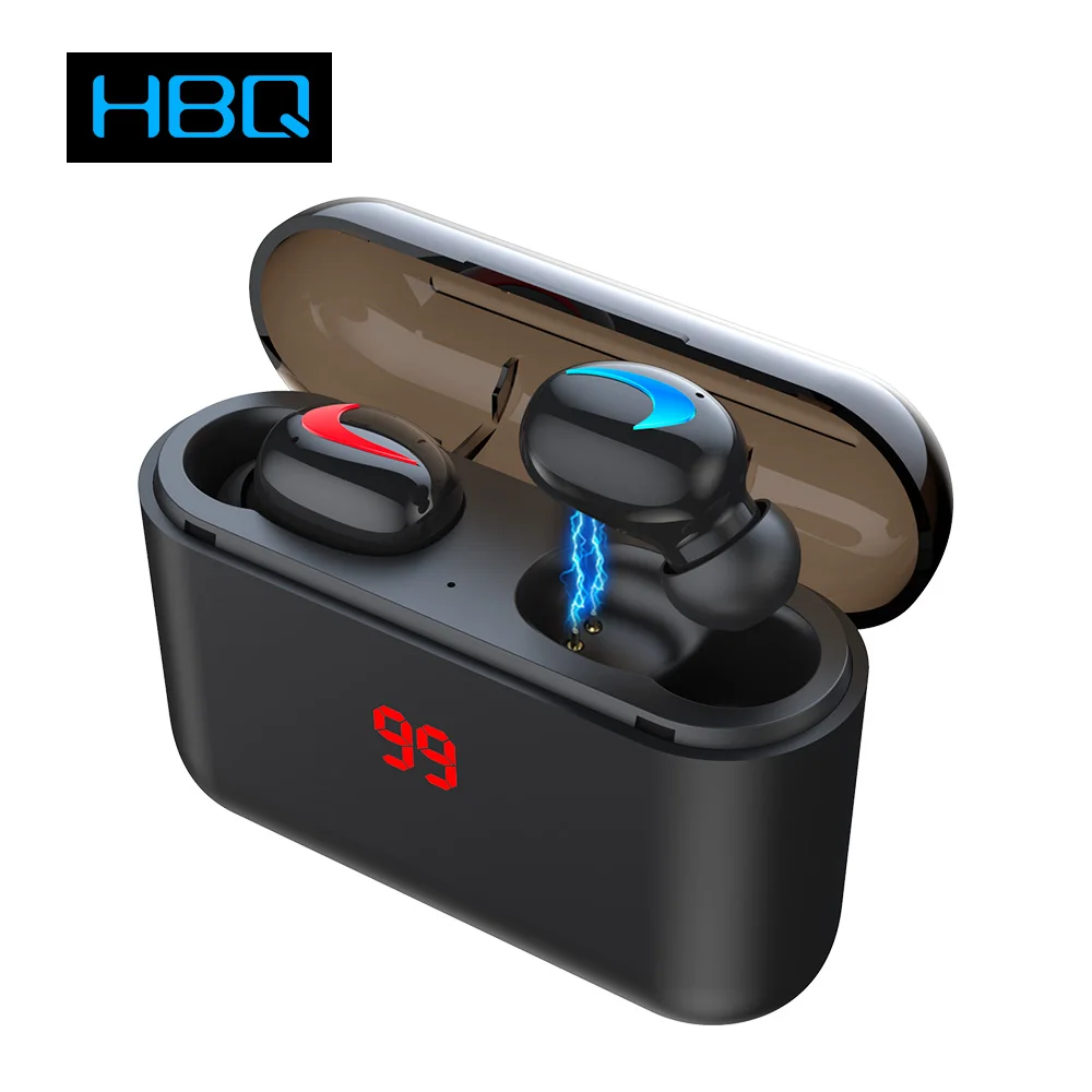 HBQ Q32 Bluetooth гарнитура V5.0 наушники-вкладыши TWS беспроводные наушники-вкладыши спортивные наушники 3D стерео наушники с микрофоном - Цвет: Черный