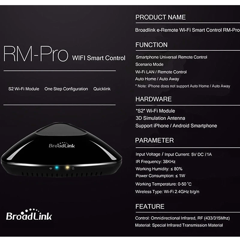 Broadlink RM Pro WiFi+ IR+ RF+ 4G приложение дистанционное управление для Alexa Google Home RF 433 МГц Беспроводная Автоматизация умного дома